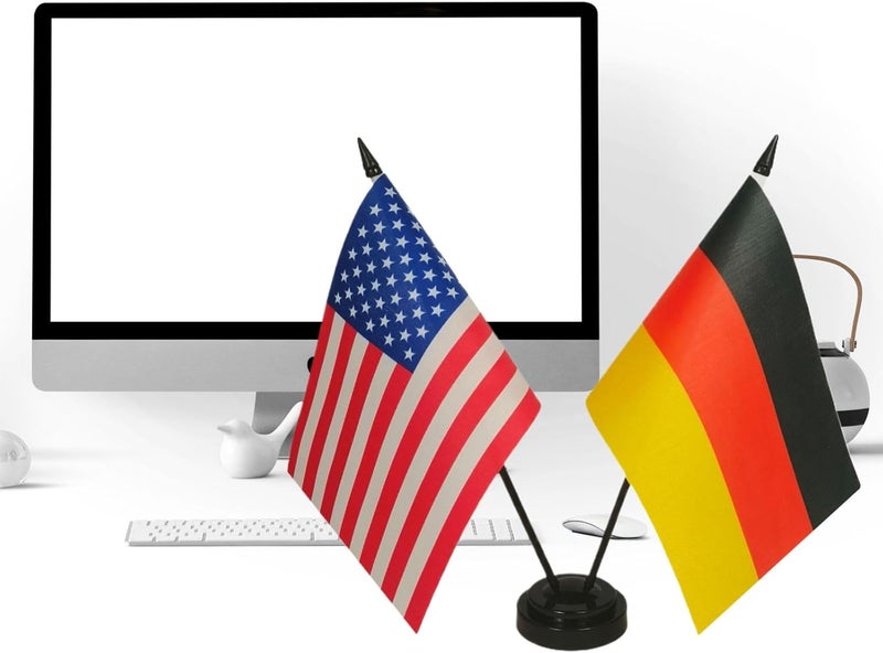 Zigvert US American & Germany Friendship Table Flag, German USA Desk Flag, German Flags For Room Display,American & German Twin Desk Flag Set-Miniature American & German Combination Flag - Image 4